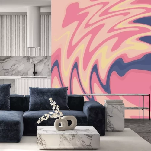 Sticker  Soft aesthetic abstract background with flowers illustration - using colorful pastel color palette