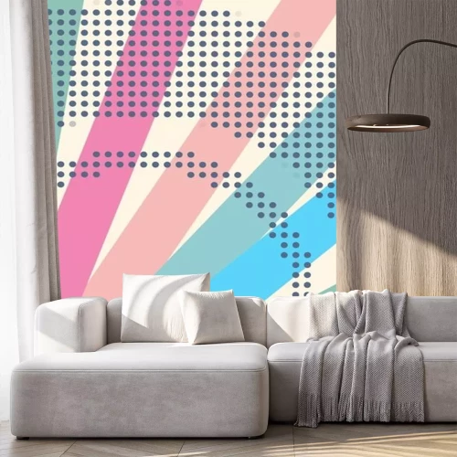 Sticker  Soft aesthetic abstract background with flowers illustration - using colorful pastel color palette