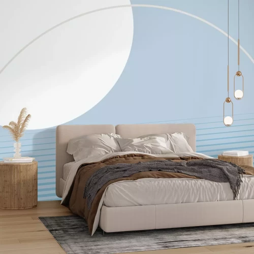 Sticker  Winter blue aesthetic background in geometric minimal style