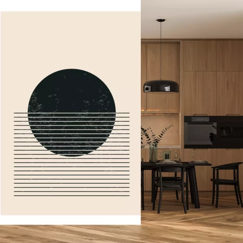 Sticker  Minimal 20s geometric design poster, vector template with primitive shapes