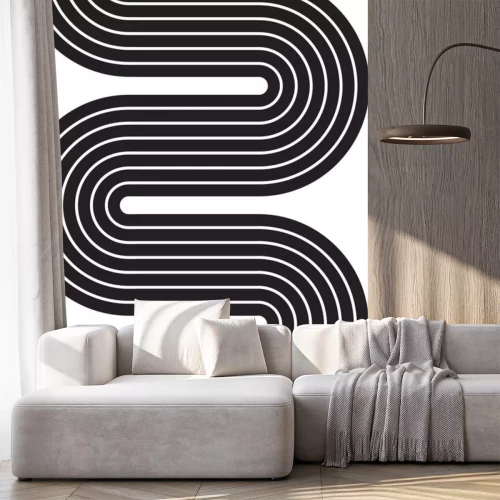 Sticker  Abstract contemporary aesthetic seamless pattern with geometric balance shapes. Mid century modern minimalist print. Vector illustration