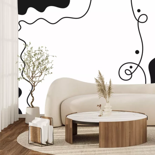 Sticker  Horizontal black and white background drawn by hand. Modern abstract flat template. Simple vector illustration.