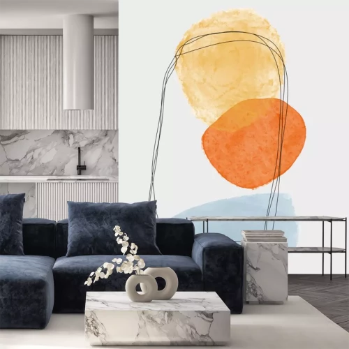 Sticker  Creative minimalist hand painted.  Abstract contemporary aesthetic backgrounds. Minimalist design. Abstract water color for wall decoration, postcard or brochure design.vector