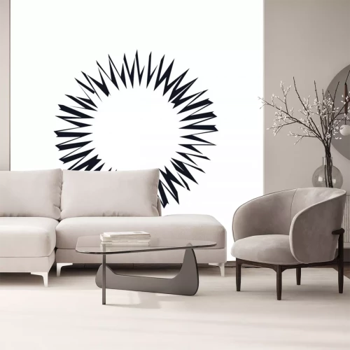 Sticker  Sun sunshine flower logo icon sign template Triangle symbol emblem Modern geometric abstract design Decoration style Fashion print clothes apparel greeting invitation card cover flyer poster banner