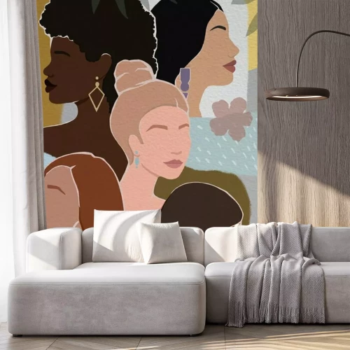 Sticker  Motif moderne avec des femmes avec des couleurs de peau différentes