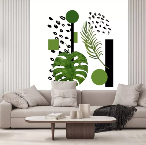 Sticker  Composition géométrique avec monstera