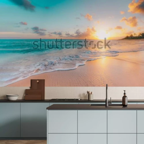 Papier peint  Sea beach blue sky sand sun daylight relaxation landscape viewpoint for design postcard and calendar in thailand