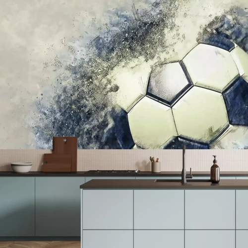 Papier peint  Soccer ball with particles illustration combined pencil sketch and watercolor sketch. 3D illustration. 3D CG. High resolution.