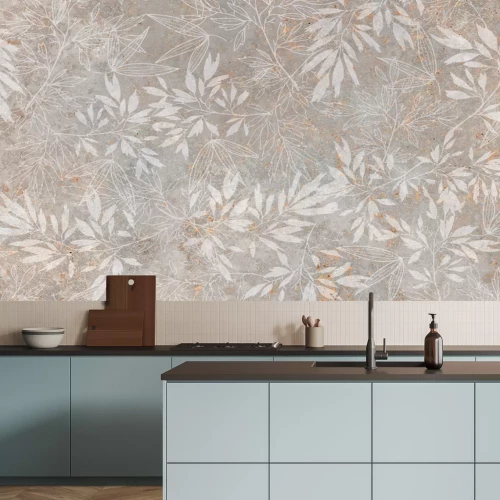 Papier peint  Plantes et feuilles sur un fond en béton