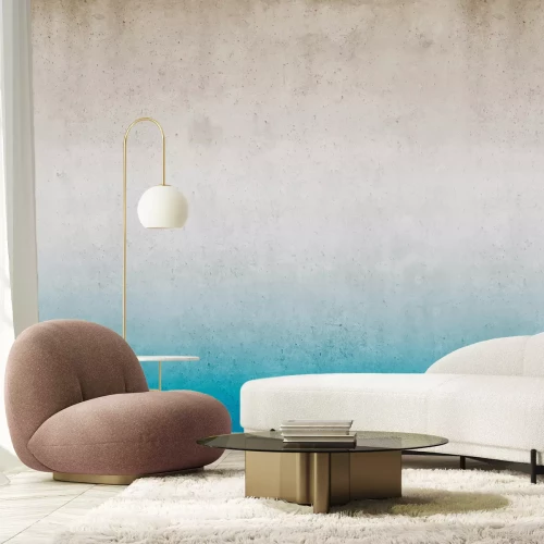 Papier peint  Imitation béton avec un accent turquoise