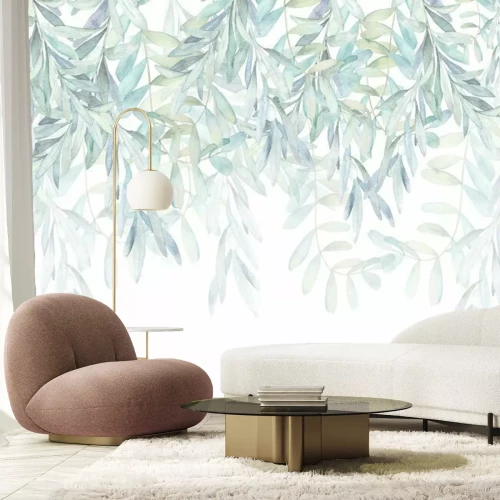 Papier peint  Guirlande de feuilles aquarelle