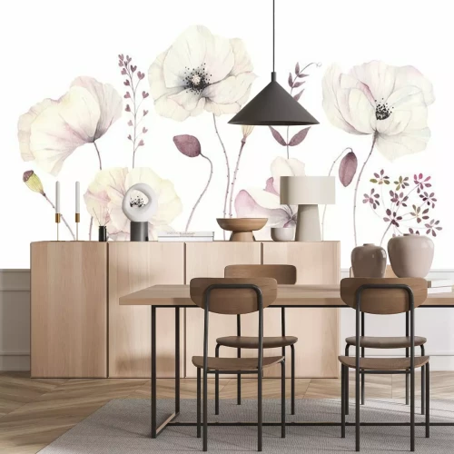 Sticker  Coquelicots blancs délicats