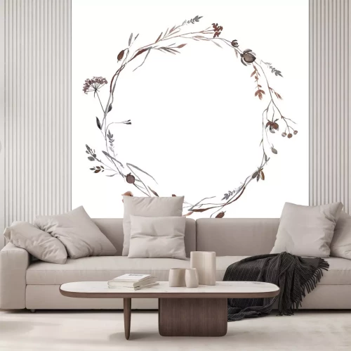 Sticker  Abstract Watercolor Autumn Flower Set. Herbarium in boho style. Field fall flowers. Frame fall flowers.