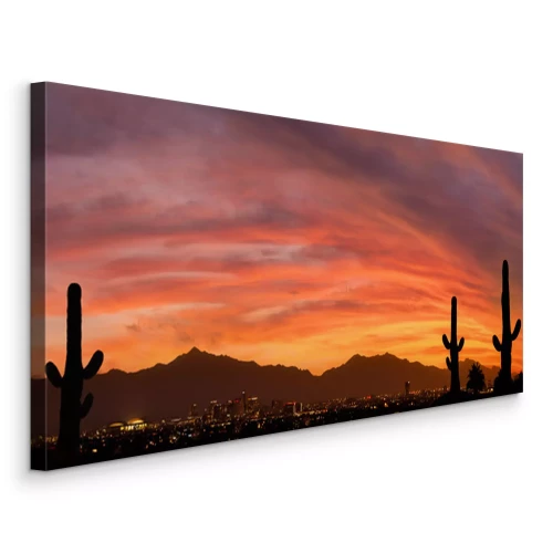 Tableau  Paysage de cactus de l'Arizona au coucher du soleil