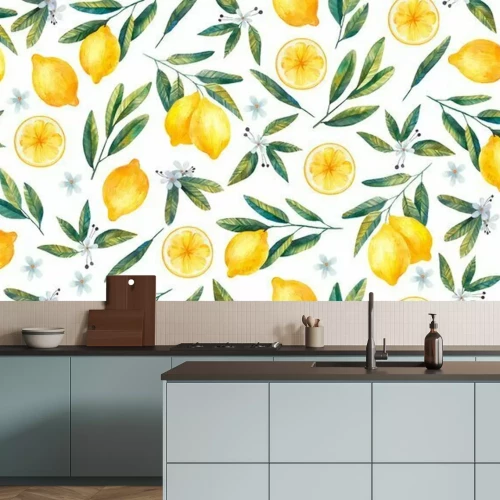 Papier peint  Citrons avec des feuilles