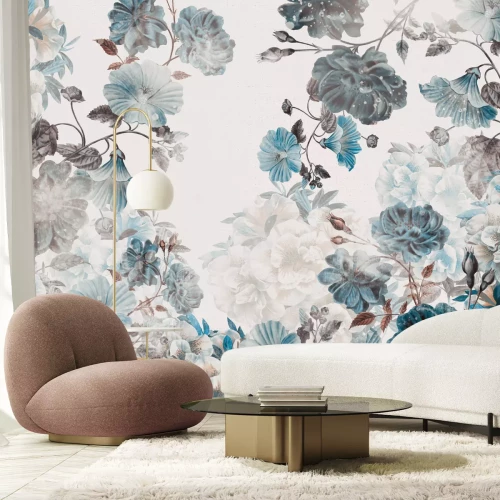 Papier peint  Magnifiques fleurs dans des tons bleus