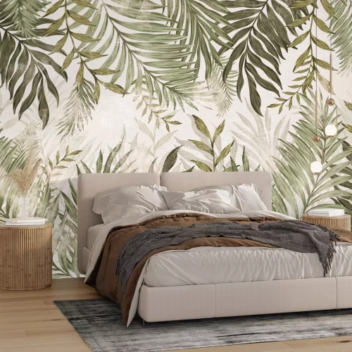 Papier peint  Un peigne de feuilles tropicales