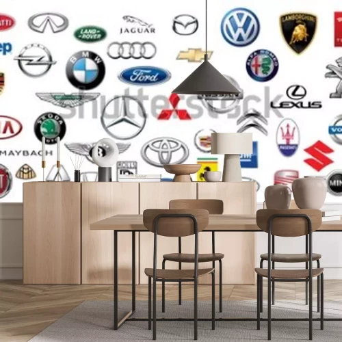 Papier peint  Composition avec des logos de marques automobiles