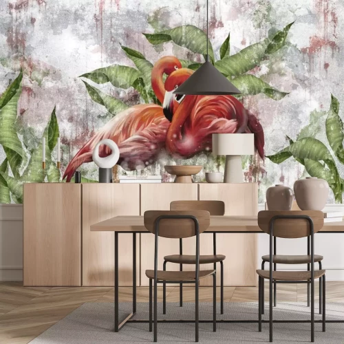 Sticker  Flamants roses abstraits sur béton