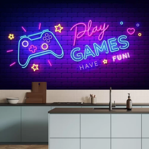 Papier peint  Symboles de jeu vidéo au néon