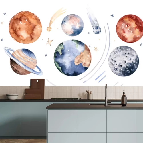 Sticker  Planètes aquarelles du système solaire