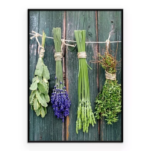Poster  Brins d'herbes séchées suspendus à une ficelle