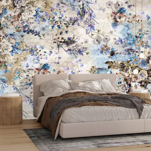 Papier peint  Seamless floral pattern with flowers, watercolor,, watercolor. Template design for textiles, interior, clothes, wallpaper, art abstract design ,background