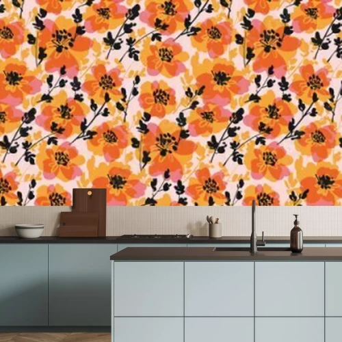 Papier peint  Motif floral d'automne