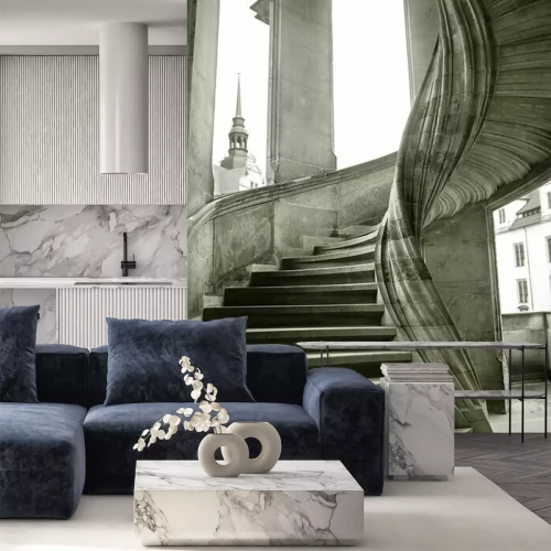 Papier peint  Escalier donnant sur une tour