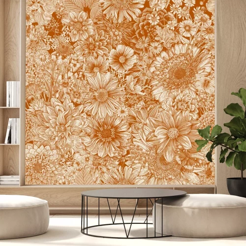 Papier peint  Motif floral rétro