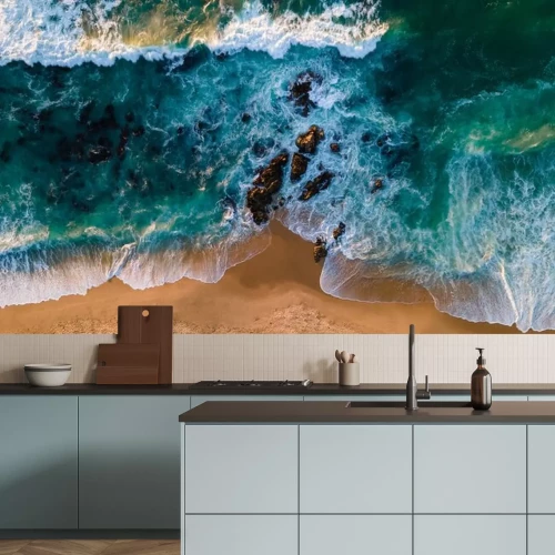 Sticker  Perspective sur une plage à l'eau turquoise