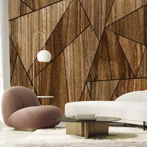 Sticker  Texture bois avec des formes géométriques