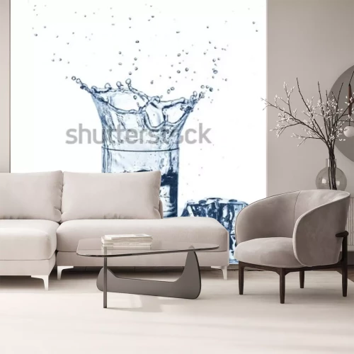 Papier peint  Water splash in glass of blue color