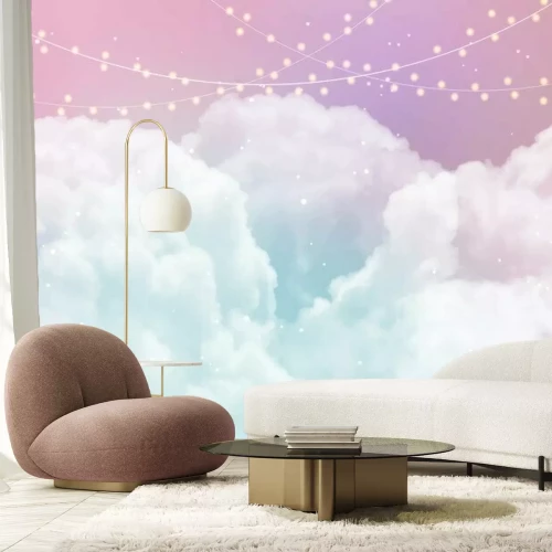 Papier peint  Nuages ​​et lumières arc-en-ciel