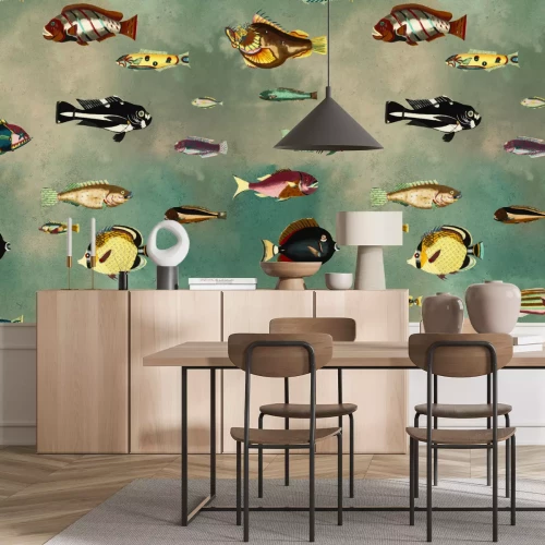 Papier peint  Poisson rétro