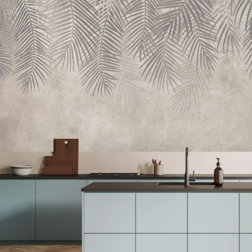 Papier peint  Motif botanique en gris