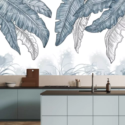 Sticker  Feuilles de palmier bleues