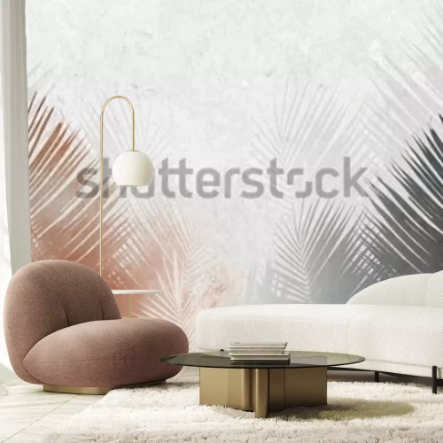 Papier peint  Tropical palm leaves. Mural, Wallpaper for internal printing. 3D illustration