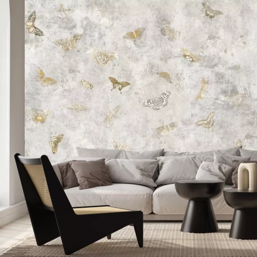 Papier peint  Papillons dans des tons bruns sur un fond clair