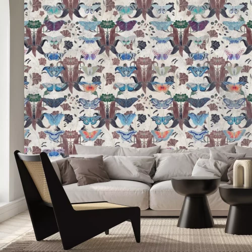 Papier peint  Papillons dans un style rétro