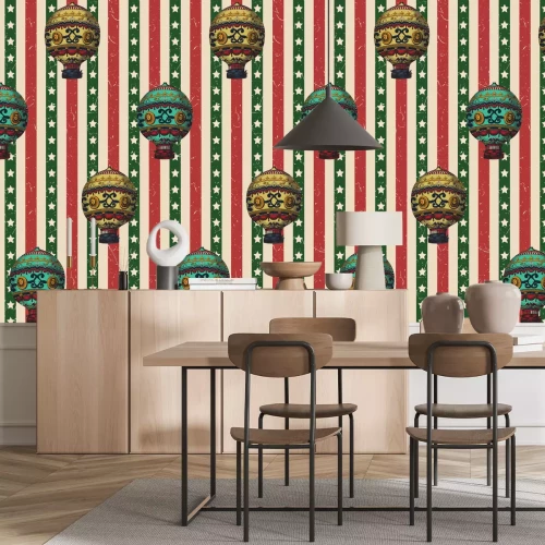 Papier peint  Vol en montgolfière ancien