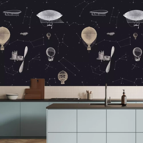 Papier peint  Ballons rétro la nuit