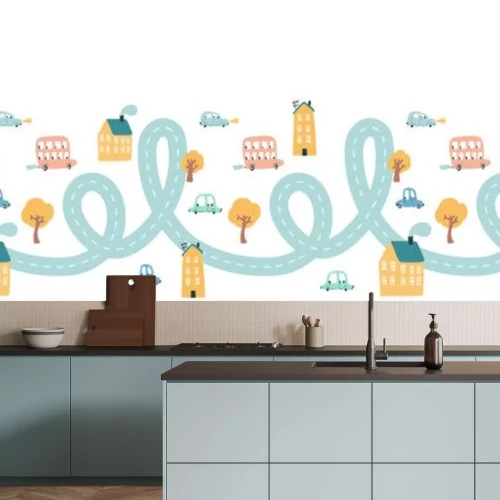 Sticker  Route sinueuse à travers un petit village