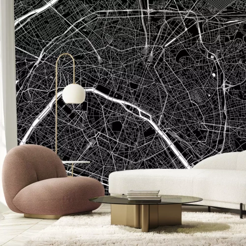 Papier peint  Carte sombre des rues et quartiers de Paris