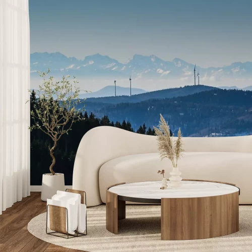 Papier peint  Windkraft im Südschwarzwald mit Alpenpanorama