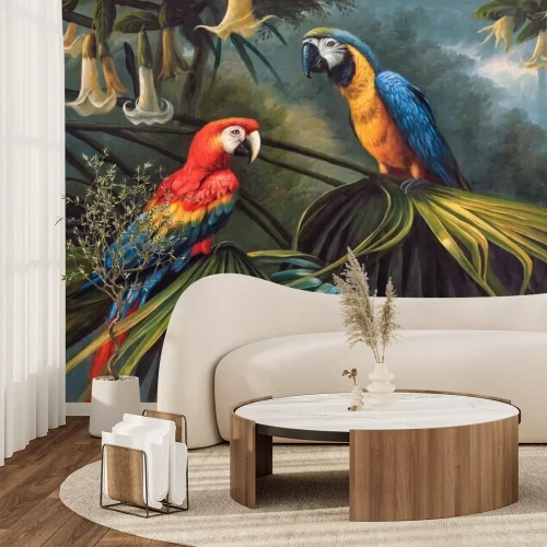 Papier peint  Psittaciformes assis sur une branche dans la jungle