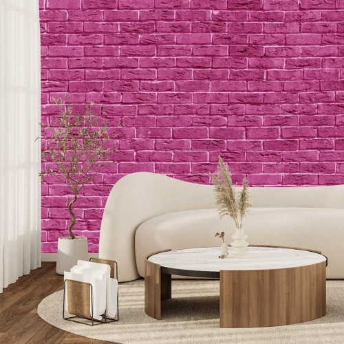 Papier peint  Briques fuchsia