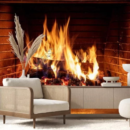 Sticker  Feu dans la cheminée