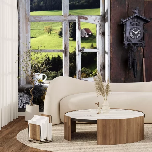 Papier peint   Farmhouse room with a view through the window