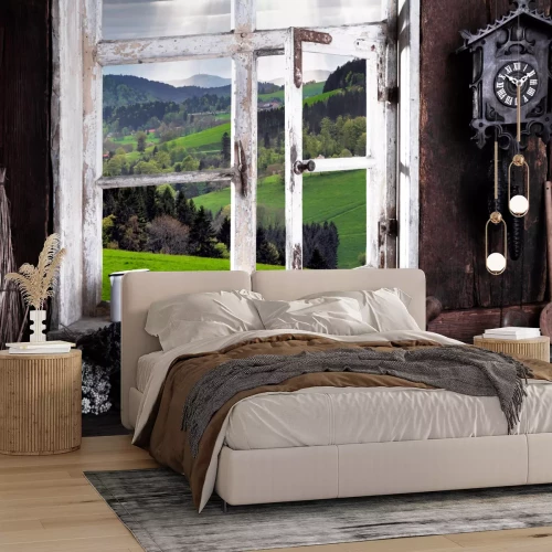 Papier peint  Room in a country house with a view through the window